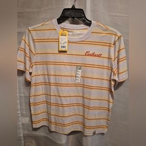 NWT Carhartt WOMEN'S Size 4-6 COLORFUL CROPPED LOOSE FIT Striped T-Shirt